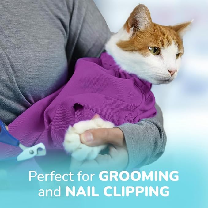 Cat-in-the-Bag Cozy Comfort Carrier - Large Lavender Pet Carrier and Cat Carrier Soft for Grooming, Vet Visits, Medication Administration, Dental Care, and Nail Trimming