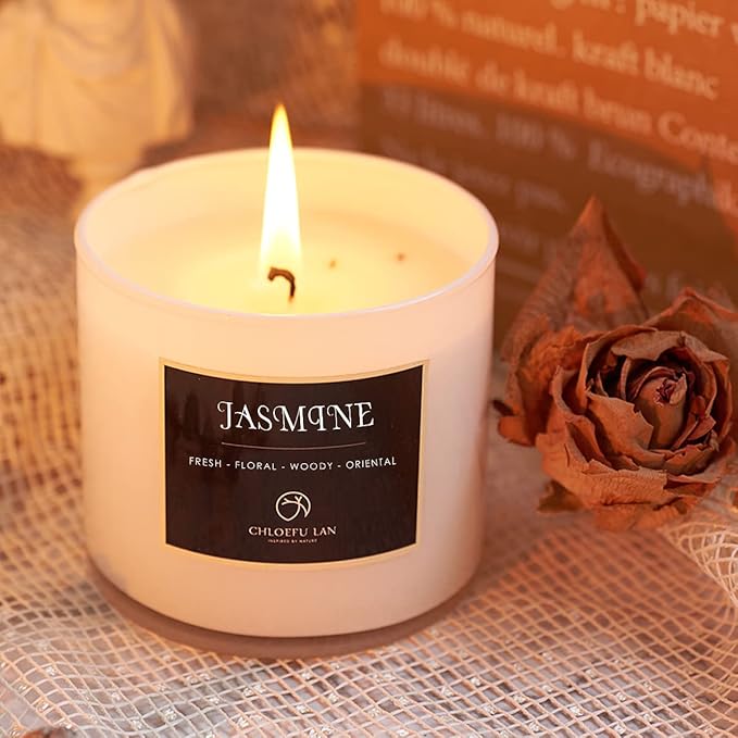 Chloefu LAN Valentines Scented Candles Gifts for Women Gardenia and Jasmine Candles 7.1oz|45 Hour Long Lasting Highly Scented 100% Soy Candle, Home Decor, Aromatherapy Candle with Gift Box 2 Pack
