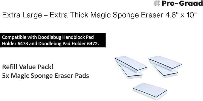 4610 Eraser Pads - 5 Pack 4.5" x 10" x 1" Commercial Grade Melamine Mop Sponges for Floor, Tile, Grout, Baseboard, Walls-Durable & Versatile Cleaning - Pack of 5