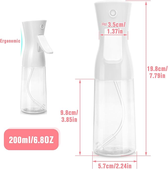 Continuous Spray Bottle,Hair Spray Bottle,Plants Water Spray Mist Bottle,Ultra-Fine Spray Bottle for Hair,Skincare, Plant Care, Pet Grooming, Cleaning,2 Pcs (6.8 oz White)-Christmas
