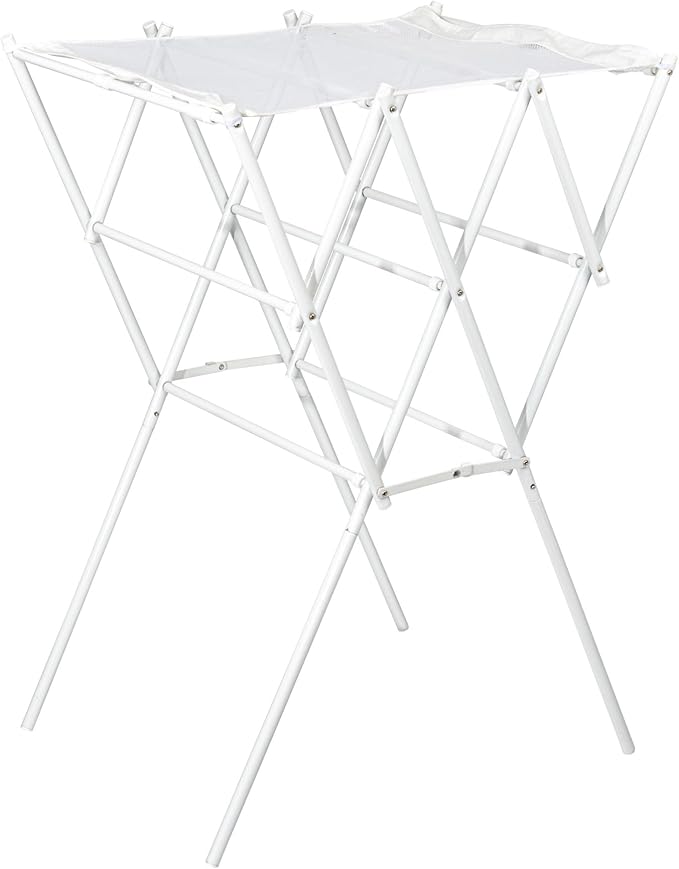Household Essentials Clothes Drying Rack, Foldable, Expandable and Collapsible Laundry Drying Rack, White