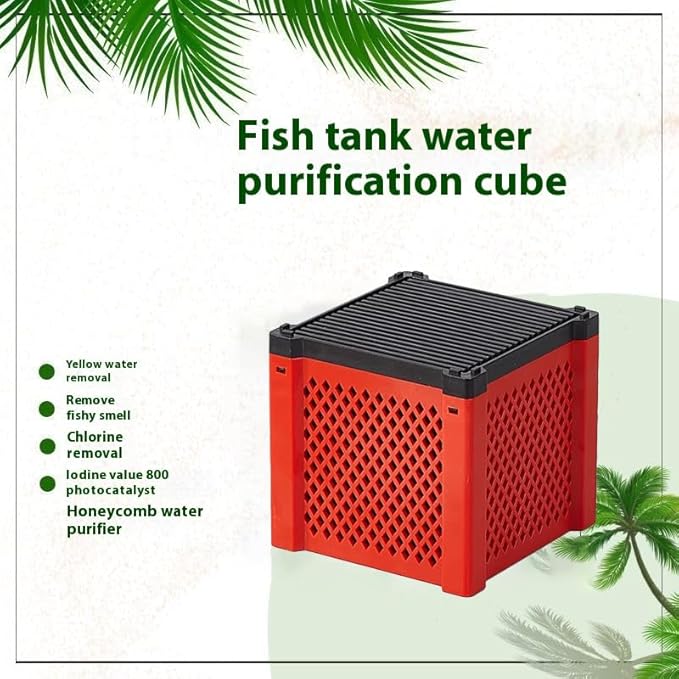 2PCS Pure Cube Water Trough Filter-New,Eco-Aquarium Water Trough Purifier Cubes,Super Strong Filtration Activated Carbon Filter Media for Fish Tanks,Horse Troughs,Cattle,Ponds&Livestock Tanks Red