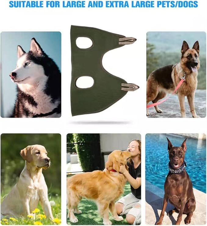 10 in 1 Pet Dog Grooming Hammock Harness with Nail Clipper,Dog Hammock for Nail Trim,Grooming Sling Holder Hanger Restraint for Claw Care (XXL+ / 100LB Max, Khaki Green)