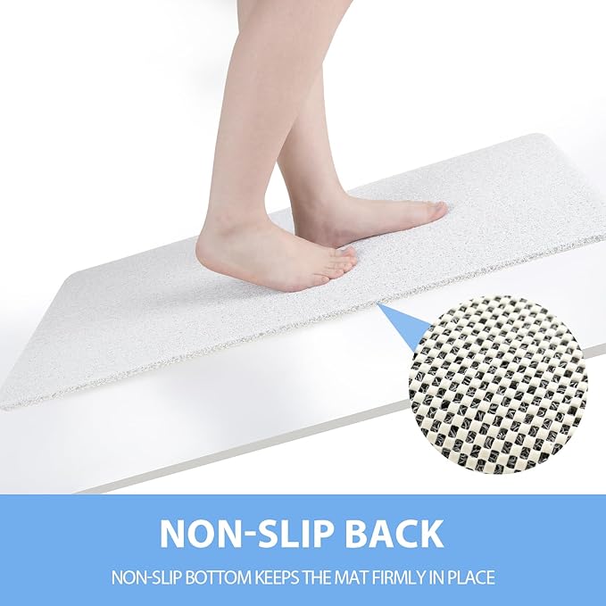 Non-Slip Bathtub Mat, Anti Slip Shower Mat, Fast Drying Bathtub Mats, Foot Scrubber Mat, Anti Slip Mat for Tub, Floor, Bathroom, Kitchen, Home, Hotel (White 24"×16")