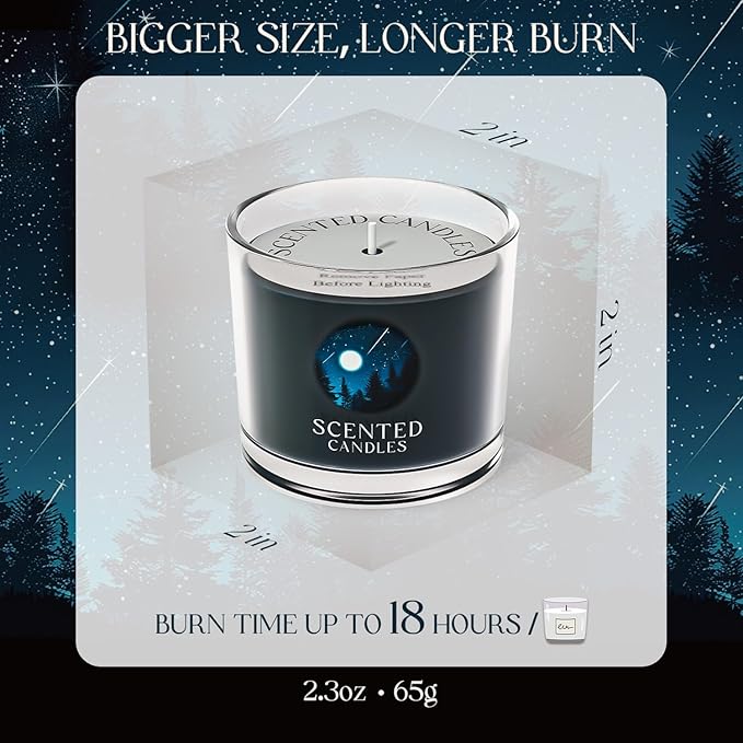 Candles for Men, Scented Candles Gifts for Women, Candle Gift Set for Him, 3 Scented Votive Candles, Birthday Gifts for Men (Black, 7 oz)