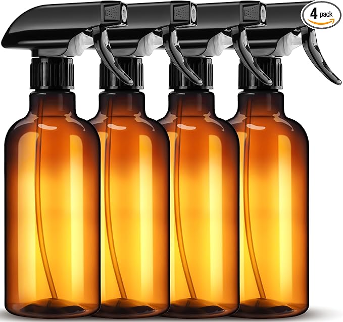 DIYSELF Spray Bottle for Cleaning Plastic Spray Bottles 16 oz 500ml Squirt Bottles for Liquids Amber Spray Bottles for Cleaning Empty Plastic Spray Lab Weighing Bottles for Home Garden