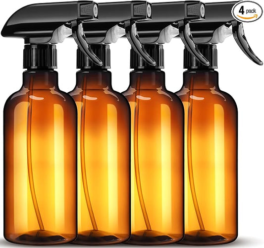 DIYSELF Spray Bottle for Cleaning Plastic Spray Bottles 16 oz 500ml Squirt Bottles for Liquids Amber Spray Bottles for Cleaning Empty Plastic Spray Lab Weighing Bottles for Home Garden