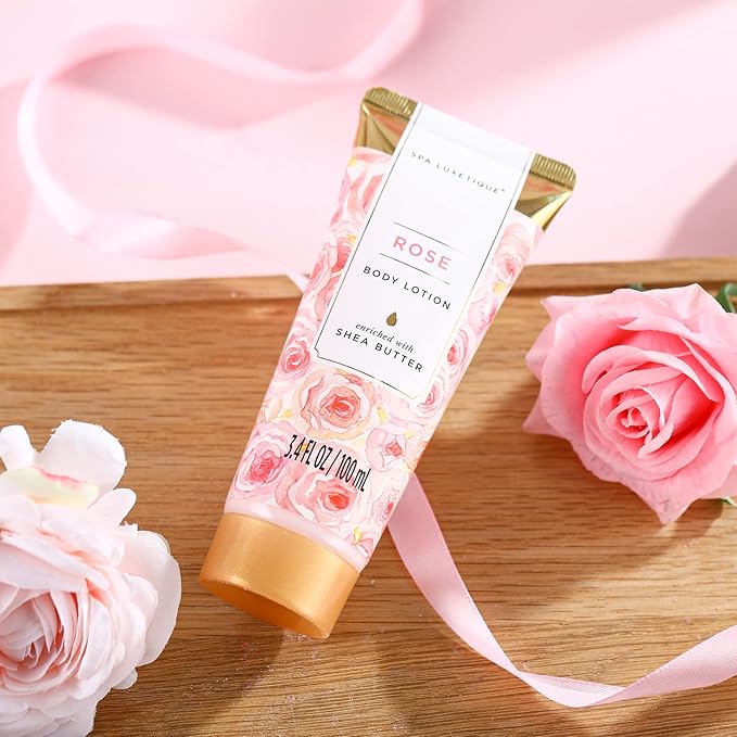 spa luxetique Gift Set For Women, Bath Sets for Women Gift, 8 Pcs Rose Spa Basket Includes Bubble Bath, Shower Gel, Body Lotion, Birthday Spa Gifts, Mother‘s Day Gifts for Mom