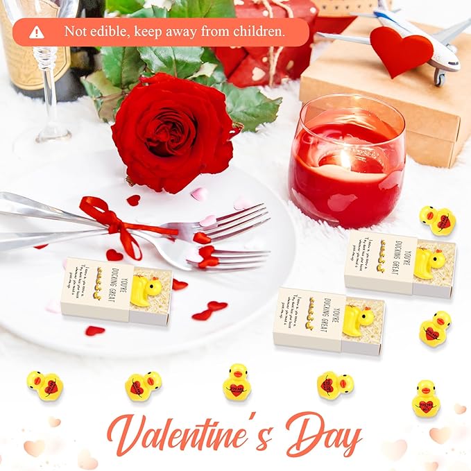 25 Set Employee Appreciation Gifts Bulk Coworkers Thank You Desk Pets Holiday Small Cute Emotional Support Resin Ornaments Card Box for Women Men Adults Office (Heart Duck)