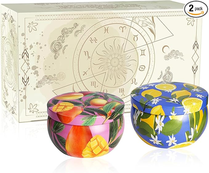 2 Pack Lemon and Mango Flavors Scented Candle 2.5 oz Aromatherapy Candles for Home Decor Candle,Party,Travel, Spa, Bath, Yoga