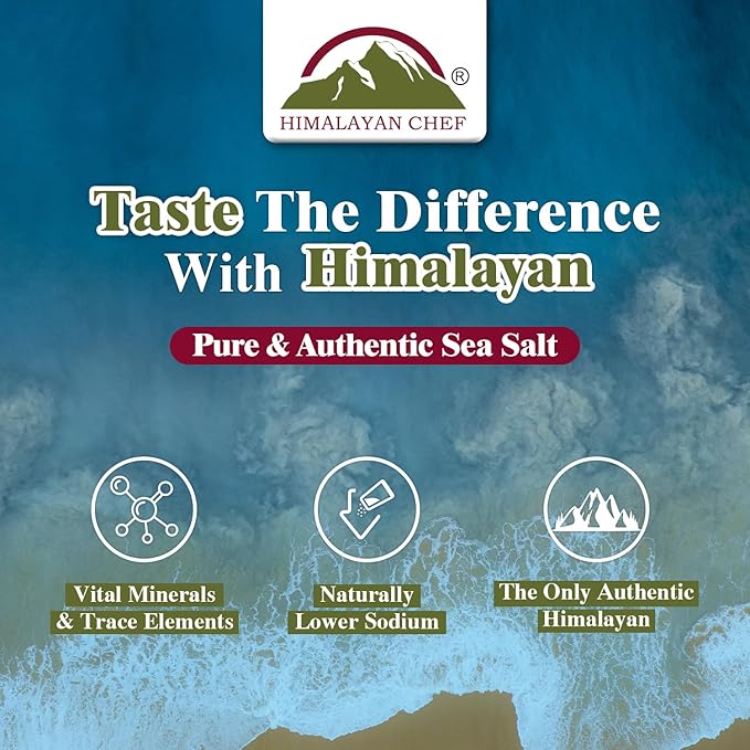 Himalayan Chef Sea Salt, Coarse Grains, 48 Ounce Resealable Bag – All Natural and Hand Harvested Unrefined Salt, Gluten Free, Non-GMO Seasoned Salt