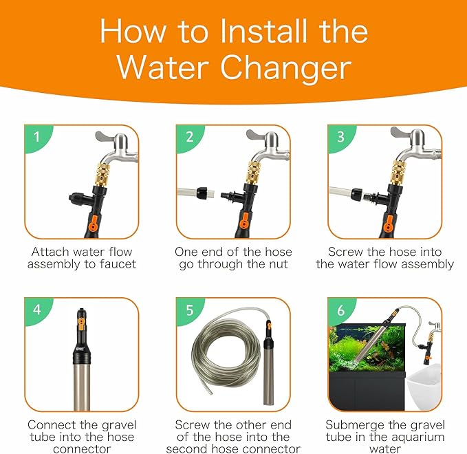 hygger Upgrade Aquarium Water Changer Kit, Semi-Automatic Fish Tank Gravel Cleaner, with 49 FT Water Hose, Flow Control Valve