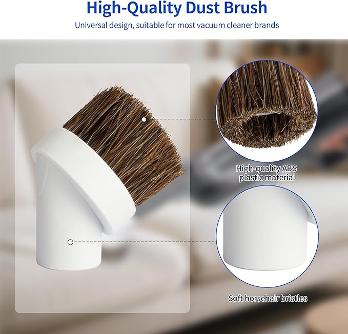 2 Pack Deluxe Replacement Vacuum Round Dusting Brushes Vacuum Brush Attachment -1.25 inch (32mm) Soft Horse Hair Vacuum Attachment Brush, Hair Length 35mm for Most Vacuum Cleaners Accessories