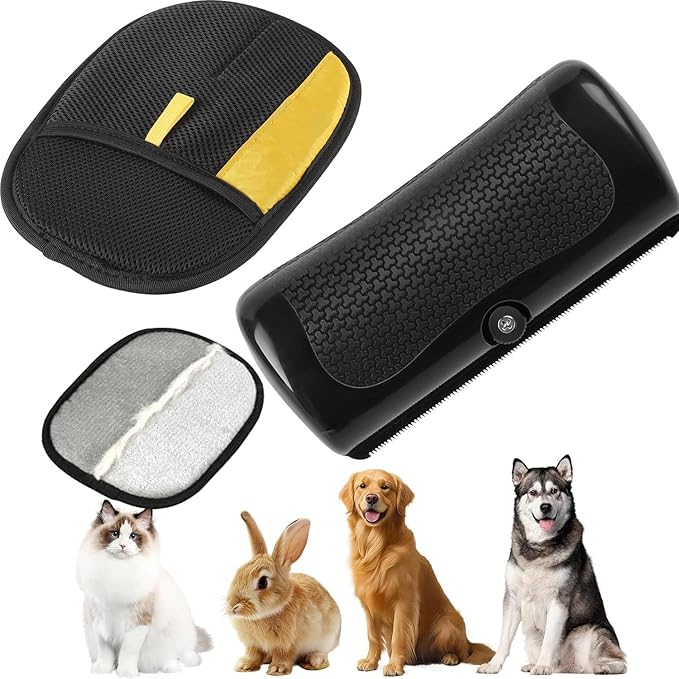 1Pc Grooming Deshedding Brush, 1Pc Pet Hair Removal Glove for Cats & Dogs, Deshedding Dog Brush Pet Hair Removal Tool Double-Sided for Couch, Clothing, Carpet, Car Seat