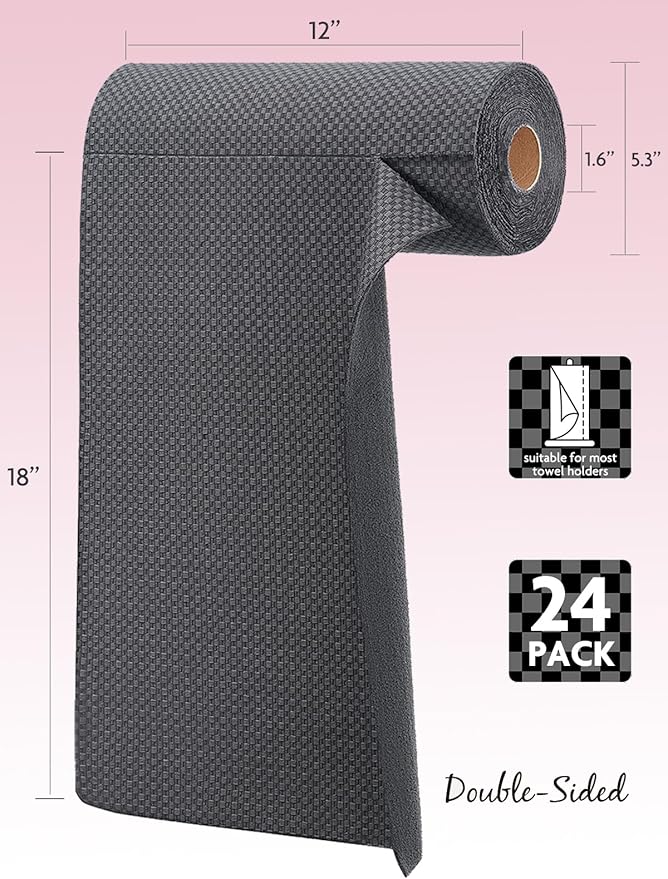 Fantasticlean Large Tear-Away Microfiber Cleaning Cloth Roll - 18'' by 12'', 24 Sheets, Thick Dish Cloths, Super Absorbent Reusable Kitchen Towels (DimGrey)