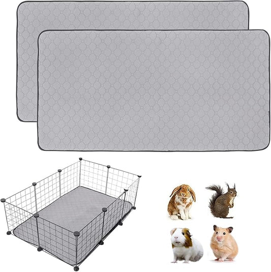 2 Pack Guinea Pig Cage Liners, 28'' X 42'' Washable Guinea Pig Pee Pads, Non Slip Reusable Super Absorbent Guinea Pig Training Mat Bedding Fleece for Small Animals Hamster Rabbit Chinchilla Rat