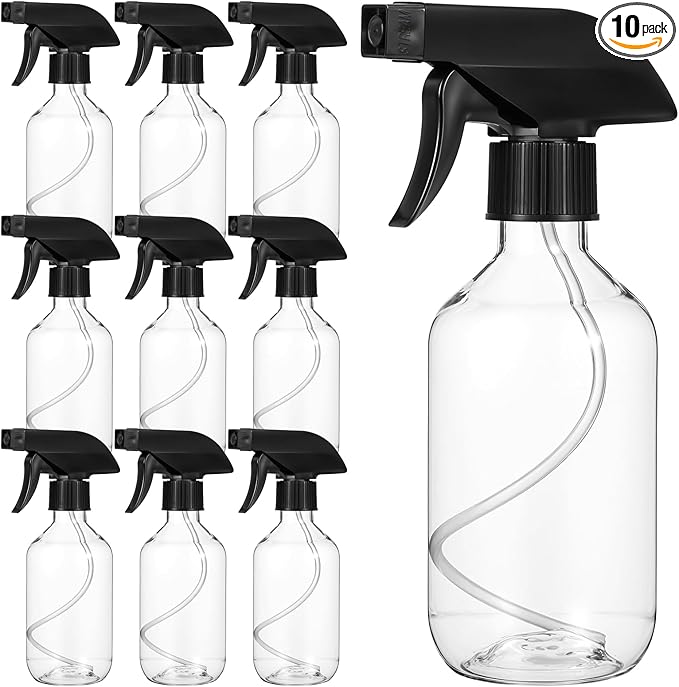 10Pcs 10oz Spray Bottle for Hair, Plastic Empty Spray Bottles for Plants, Mist/Stream Heavy Duty Water Spraying Bottle with Adjustable Sprays Nozzle BPA Free Refillable Containers for Cleaning