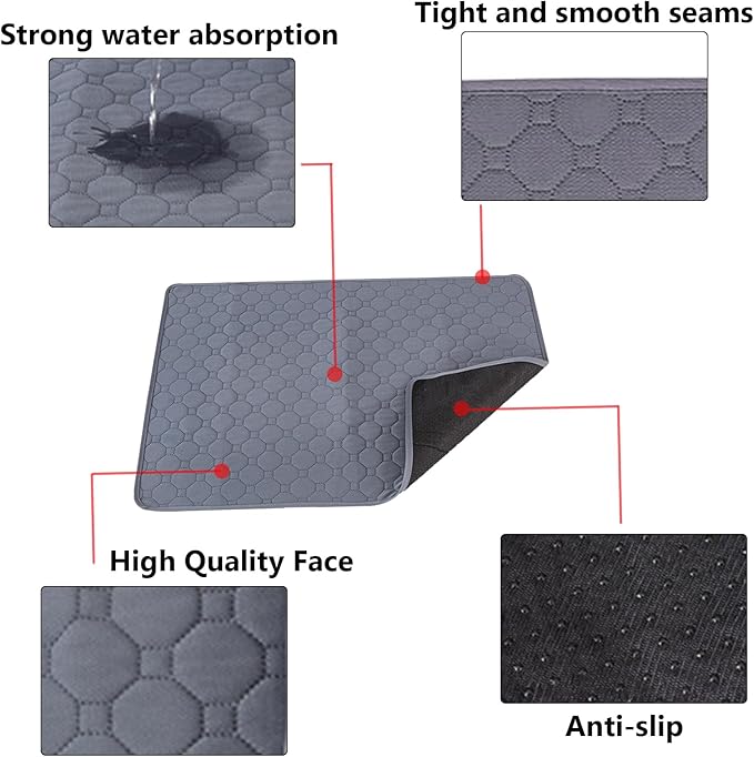 2-Pack 24" x36'' Washable Guinea Pig Cage Liner - Reusable & Anti-Slip Guinea Pig Bedding, Instant Absorbent Rabbit Pee Pads, Perfect Cage Liners for Small Animals, Hamster, Puppy