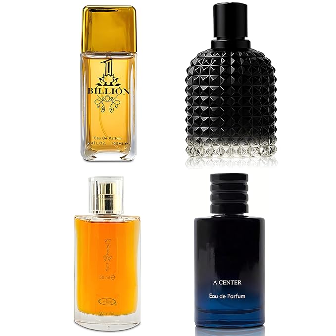 Men's Cologne Include 4 Variety Pack Perfume Gift Set- 3.4 Fl Oz Each Eau De Parfume Tobacco,Musk,Woody,Masculine Scent Long Lasting Fragrance(Bundle E)