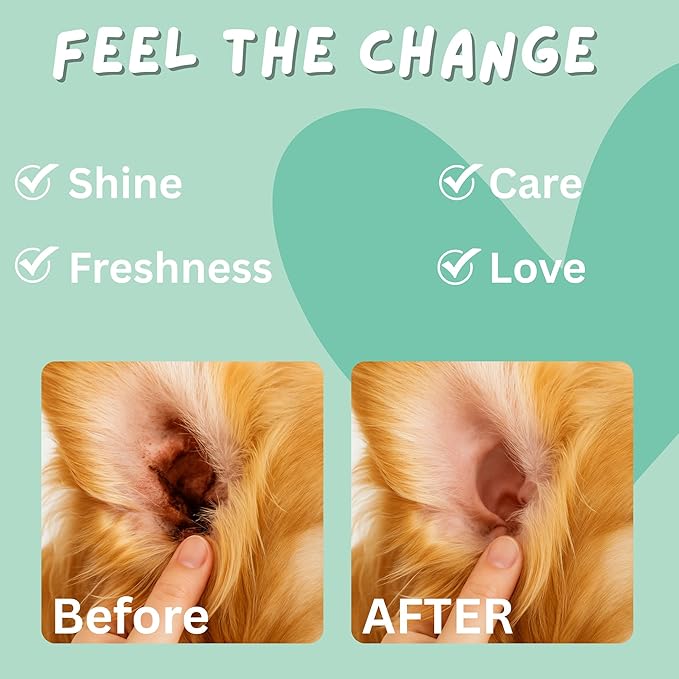 100 Finger Wipes for Pet Lovers - Pet Ear Wipes for Dogs & Cats - Ear Cleaner & Dog Ear Infection Treatment - Cleans Ears, Reduces Itching & Odor, Removes Wax, Relieves Irritation