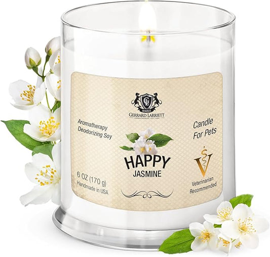 Pet Odor Eliminator Candle Happy Jasmine Scented Candle, Calming Candles Aromatherapy for Home Decor, Soy Wax Pet Candles Odor Eliminator for Animal Lover, Aromatherapy by Gerrard Larriett