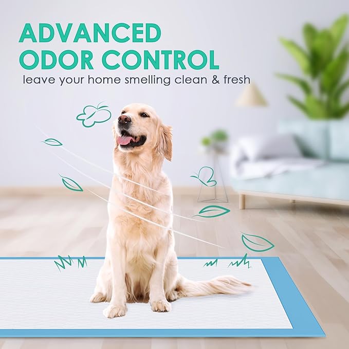 JollyMate Dog Pee Pads Extra Large 30"x36", 50 Pack X-Large Super Absorbent Pet Training Pads with Adhesive Tabs, 6 Layers Thick Leak-Proof Potty Pads for Dogs and Puppies