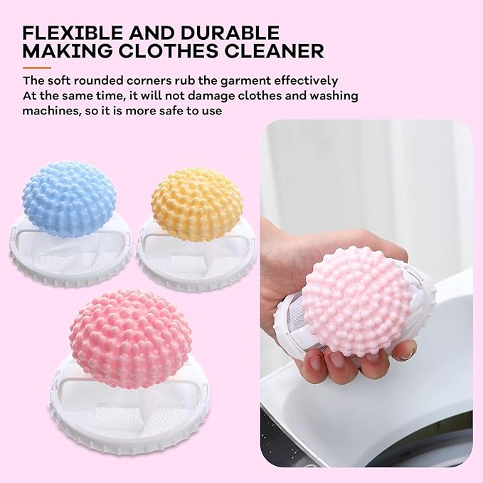 3Pcs-Pet Hair Remover for Laundry,Floating Hair Filtering Mesh Remova, 2025 New Washing Machine Hair Catcher,Dog Hair Remover for Laundry (Yellow+Pink+Blue) (3)