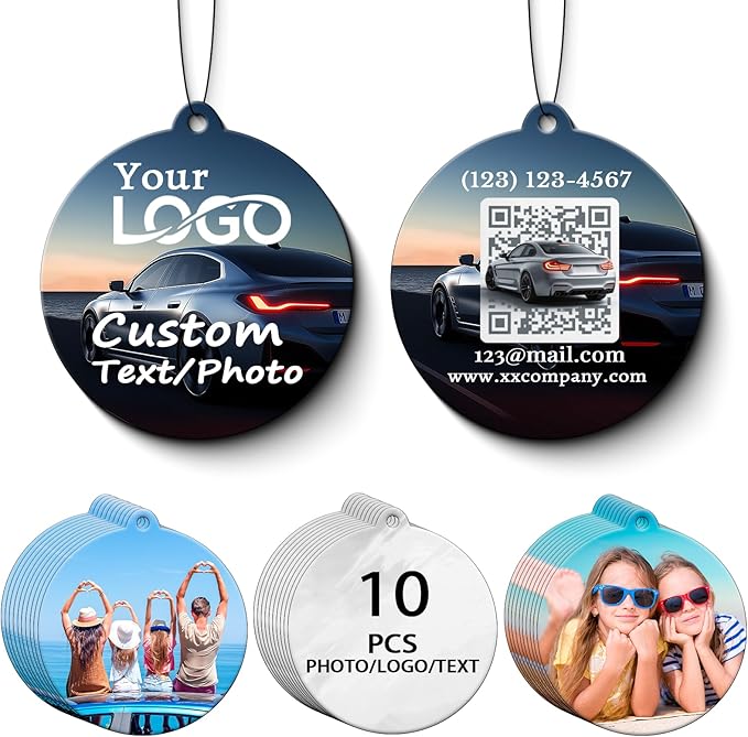 10-1000Pcs Custom Logo Car Air Fresheners Bulk, Custom Air Fresheners with Picture Double Sided, Personalized Air Freshener for Car, Suitable for Custom Gifts for Branding Business Events (Round)