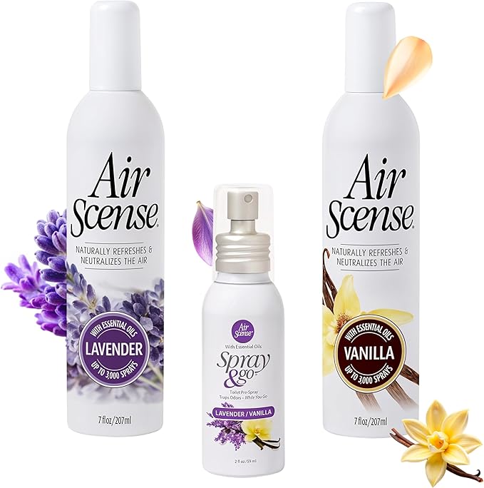 Air Scense Essential Oil Air Freshener, Non-Aerosol, 7 Ounce, 3 Pack (Lavender Vanilla Bundle)