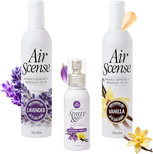 Air Scense Essential Oil Air Freshener, Non-Aerosol, 7 Ounce, 3 Pack (Lavender Vanilla Bundle)