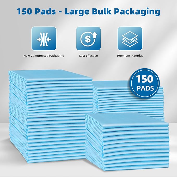 150 Count Chucks Pads Disposable 23"x36", Leakproof Adults Incontinence Bed Pads, Waterproof Underpads for Elderly, Extra Large Puppy Pee Pad, Baby Changing Liner