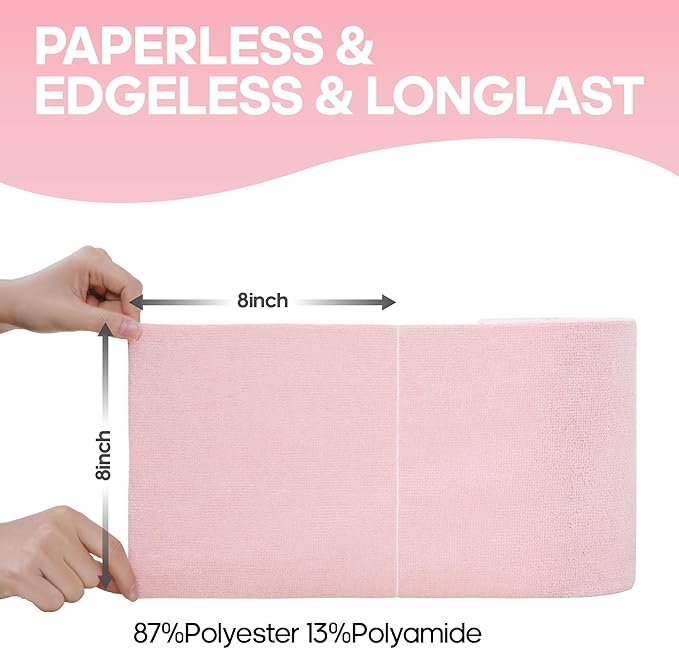 Fantasticlean Microfiber Cleaning Cloth Roll 2 Rolls 120 Pack, Tear Away Paperless Towels, 8" x 8", Reusable Washable Rags, Home Kitchen, Pet, Office, Indoor Outdoor, Portable (Pink and Light-Purple)