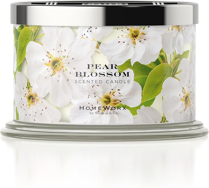 HomeWorx by SLATKIN + CO. Candle- Pear Blossom, 18 oz. Premium Scented Candle - 30-55 Hours Burn Time