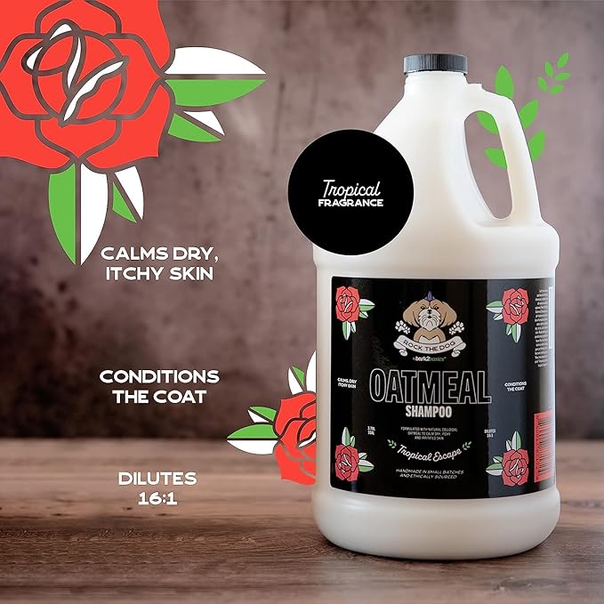 Bark2Basics Rock The Dog Oatmeal Dog Shampoo, 1 Gallon - Natural Colloidal Oatmeal, Natural, Calms Dry Itchy Irritated Skin, Moisturizes and Soothes The Skin and Coat, Professional Grade