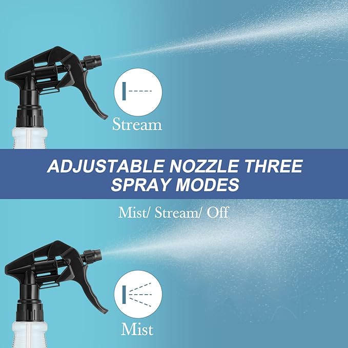 10 Pack Spray Bottles 16 oz Empty Water Spray Bottles for Cleaning Heavy Duty Refillable Squirt ‌container with Measurements Adjustable Nozzle for Household(Black,Clear Style)