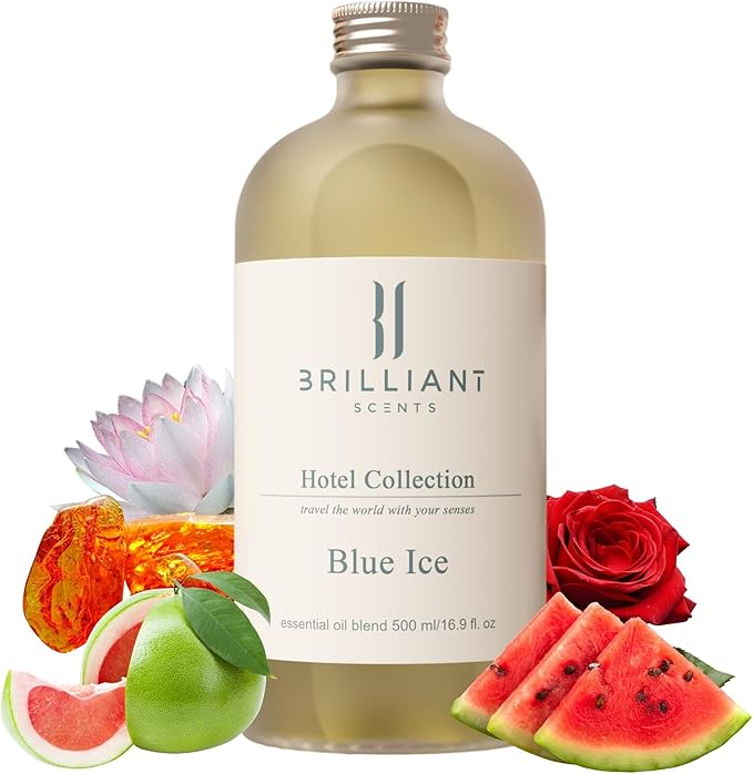 Brilliant Scents Diffuser Oil Refill, Inspired by Bellagio Hotel & Casino, Hotel Series Aroma Scents, Essential Oils Set for Home, Fragrance Oil for Candle Making, Home, 50 ML, Blue Ice
