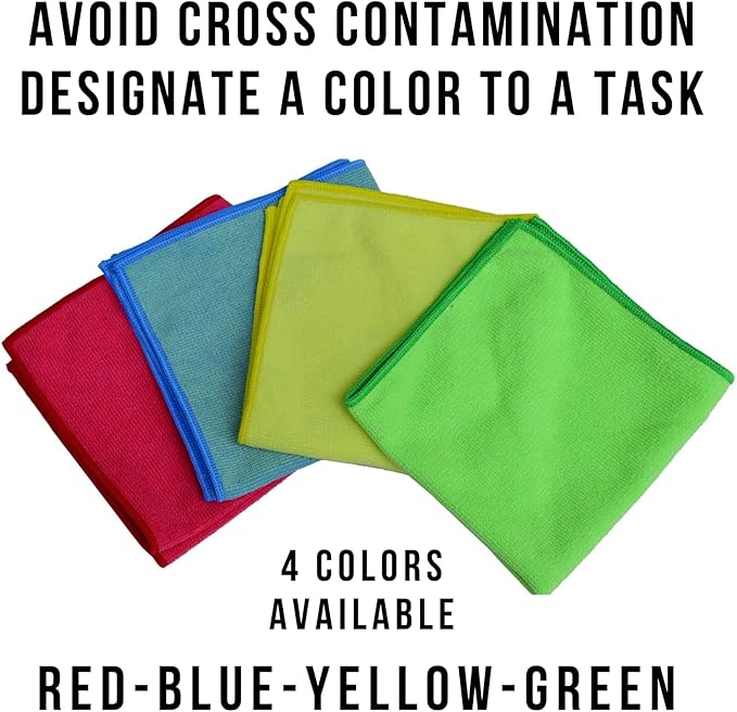 TASKI Diversey D7524116 MyMicro Commercial Microfiber Cleaning Cloth, Reusable & Lint Free - Large 14 Inch x 14 Inch, Blue, (Pack of 20)