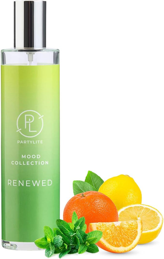PartyLite Renewed Scented Room Spray, 100mL, with Notes of Orange, Lemon, Nutmeg, Pine & Peppermint, Part of the Mood Collection, Fresh & Clean, Perfect for Gifting