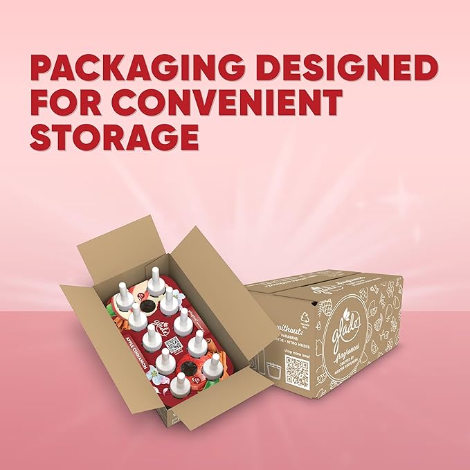 Glade PlugIns Refills Air Freshener, Scented and Essential Oils for Home and Bathroom, Apple Cinnamon, 6.7 Fl Oz, 10 Count (Packaging May Vary)