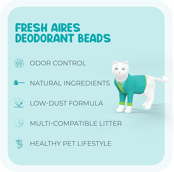 Cat Deodorant Beads | Green Apple Scent, Low-Dust & Non Toxic Litter Box, Superior Odor Control, Pet Safe Kitty Litter Deodorizer | Cat Litter Scent Deodorizer for Cleaner Air