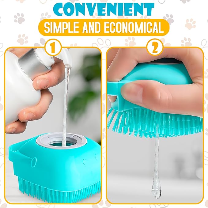 2 Pcs Dog Bath Brush With Soap Dispenser - Silicone Dog Scrubber For Bath Dogs Shampoo Brush Scrubber Dogs Soap Dispenser Exfoliating Shampoo Massage Brush