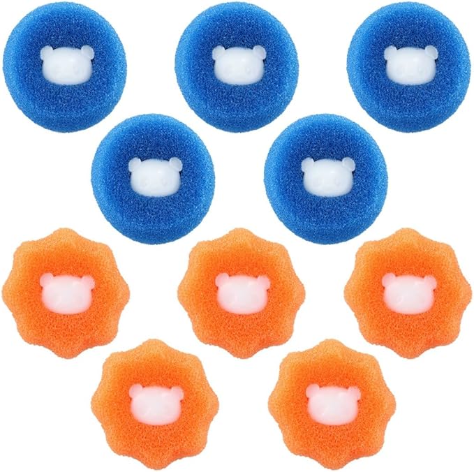 10 Pcs Reusable Hair Removal Balls For Laundry, Pet Hair Catcher, Washing Machine Hair Sponge, Lint Remover, Anti-Tangle Clothes Cleaner