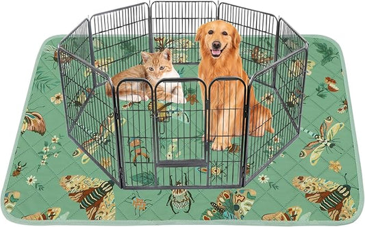 IEUUMLER Washable Pee Pads for Dogs, 1 Pack Insect Pattern Reusable Waterproof Puppy Potty Pads, Non-Slip Absorbent Pet Training Pads for Playpen Crate Bed EU014