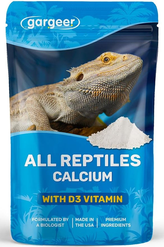 4oz All Reptile Calcium Powder with Vitamin D3, Phosphorus-Free, Ultrafine Powder, Pure Dust & Ready to Use for All Reptiles, Lizards & Amphibians Supplement. Made in The USA. Enjoy !