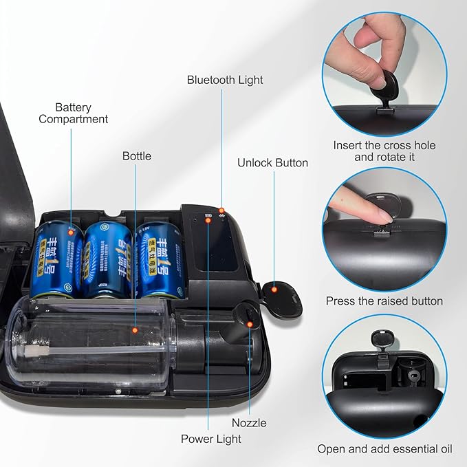 Battery-Powered Air Freshener Waterless Essential Oil Diffuser – 150mL Capacity, Smart Scent Diffuser for Rooms,Office & Commercial Use, Covers Up to 2000 sq.ft.Aromatherapy Scent Diffuser