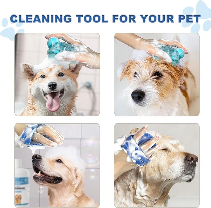 3PCS Dog Bath Brush, Dog Shampoo Brush, Dog Scrubber for Bath,Dog Bath Products are Suitable for Short, Long haired Dogs, Cats, Large Dogs, and Small Dogs