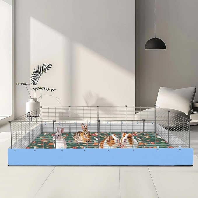 2 Pack Guinea Pig Cage Liners - Washable 47"X24" Bedding Pee Pad, Super Absorbent, Waterproof & Anti-Slip Reusable Mat for Rabbit, Hamster, Rat