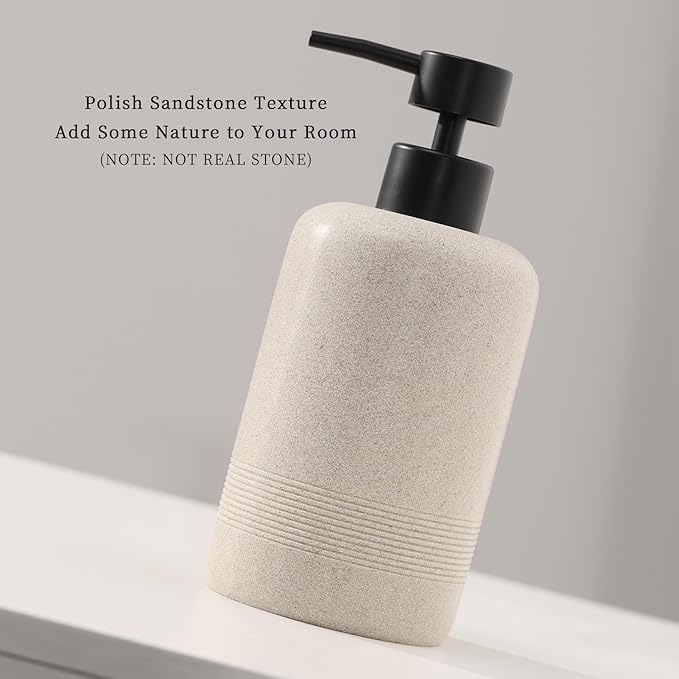 Soap Dispensers 400ML 13OZ, 2 PCS Hand Dish Lotion Shampoo Lotion Soap Dispenser Jar, Resin Premium Thick Soap Pump Bottles for Kitchen Bathroom Countertop (Beige)