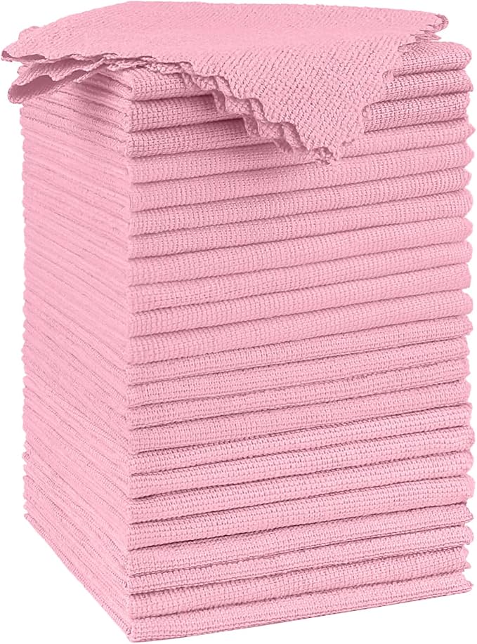Orighty Microfiber Cleaning Cloth, 24 Pack Highly Absorbent Cleaning Supplies, Reusable Clean Rags for House, Microfiber Cloth for Kitchen, Window, Car Care, 11.5x11.5 inch Pink