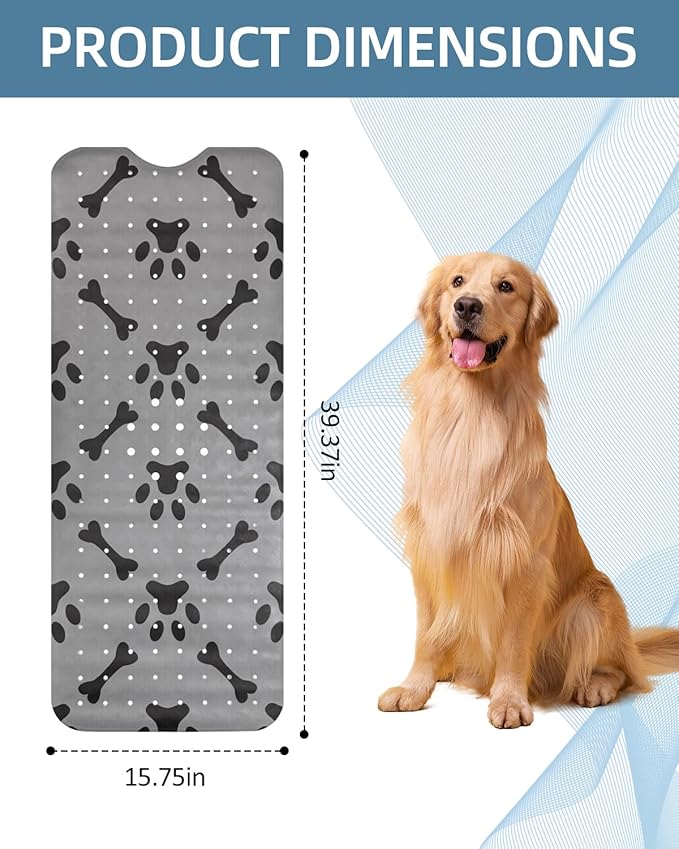 Dog Bath Mat for Tub Non-Slip Pet Bathtub Mat Fast Dry Dog Shower Attachment Mat Senior Friendly Dog Bath Supplies (Gray
